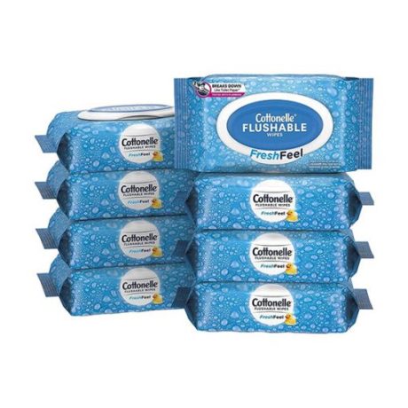 【2024 Flash Sale + Free Shipping】Cottonelle FreshFeel Flushable Adult Wet Wipes, 8 Flip-Top Packs(336 Total Wipes)-toilet paper