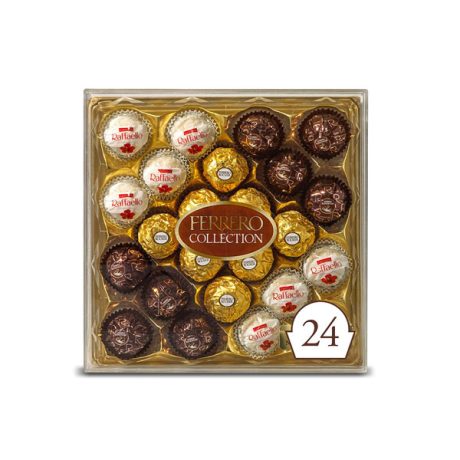 【Flash Sale】Ferrero Collection 9.1 oz, 24 Count Premium Gourmet Assorted Hazelnut Milk Chocolate, Dark Chocolate and Coconut