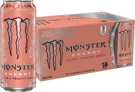 Clearance Sale – Monster Energy Ultra Peachy Keen, Sugar Free Energy Drink, 16 oz (Pack of 15)