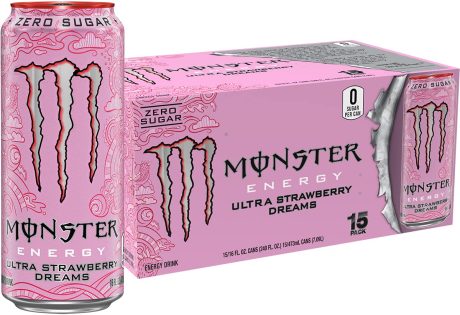Clearance Sale – Monster Energy Ultra Strawberry Dreams, Sugar Free Energy Drink, 16 Ounce (Pack of 15)