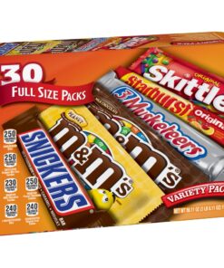 Mars M&M'S, SNICKERS, 3 MUSKETEERS, SKITTLES & STARBURST Variety Pack Full Size Bulk Candy Assortment, 56.11 oz, 30 Count