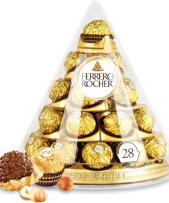 Ferrero Rocher Chocolates Gift Box for Christmas Pyramid 28 Pieces - Milk Chocolate and Hazelnuts- (350g)