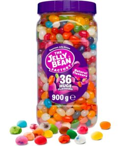 The Jelly Bean Factory, Jelly Beans Gift Tub, Gluten Free Sweets - 36 Natural, Huge Fruit Flavours, Chewy, Retro American Sweets for Kids