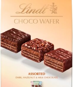 Lindt Choco Wafers Assorted Flavours - Milk, Dark & Hazelnut Chocolate Covered Wafers 135g