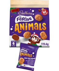 Cadbury Festive Animal Shaped Biscuits with Chocolate Base - Limited Edition Holiday Treat