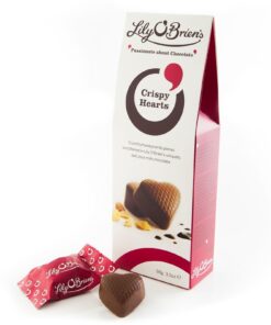 Lily O'Brien's Honeycomb Crispy Hearts Pouch 98g - Festive Milk Chocolate with Crunchy Centre