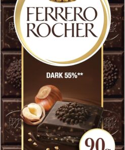 Ferrero Rocher Dark Chocolate and Hazelnut Bar, 55% Cocoa, 90g