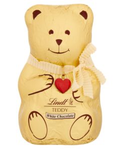 Lindt Teddy Christmas White Chocolate – 100g – Festive Gold Foil Gift