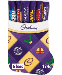 Cadbury Festive Stocking Chocolate Selection Box - 6 Assorted Dairy Milk Bars, Christmas Gift