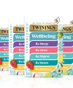 Twinings Superblends Wellbeing Collection - Defence, Glow, Digest, Detox & Sleep Tea Bags, 80 Biodegradable Tea Bags