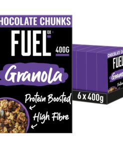 FUEL10K Chocolate Chunks Protein Granola Breakfast Cereal - High Protein, Chunky Granola with Dark Chocolate