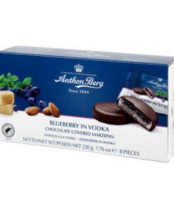 Anthon Berg Dark Chocolate Covered Marzipan Treats with Blueberry in Vodka, 220g