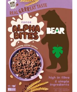 BEAR Alphabites Cocoa Cereal for Kids - High Fibre - No Added Salt - 375g Pack of 2