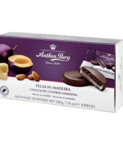 Anthon Berg Dark Chocolate Covered Marzipan Treats with Plum in Madeira 220g