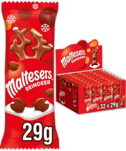 Maltesers - Milk Chocolate Reindeer Christmas Gift Box, 32 Pack Festive Stocking Filler