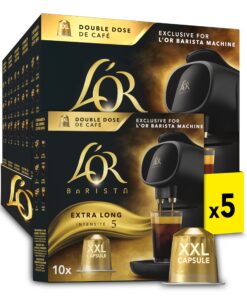 L'OR Barista Extra Long XXL Coffee Pods Intensity 5 (5 x 10 Pack, 50 Total)