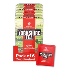 Yorkshire Tea Individually Wrapped Tea Bags, 6 x 20 Bags, 120 Total, Black Tea Blend
