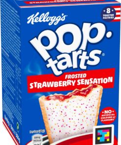 Kellogg's Pop-Tarts Frosted Strawberry Sensation Toaster Pastries Box, 8 x 48g