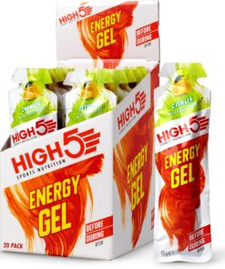 HIGH5 Energy Gel Citrus - Natural Fruit Juice Energy Gel for Endurance Sports (20 x 38g)