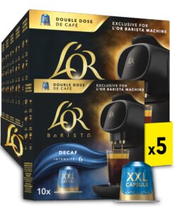 L'OR Barista Double Decaffeinato XXL Aluminium Coffee Capsules - Pack of 50 (5 x 10 Pods)